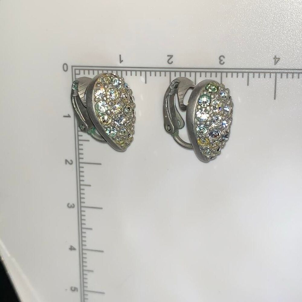 Vintage Swarovski Pavé Crystal Teardrop Clip-On Earrings